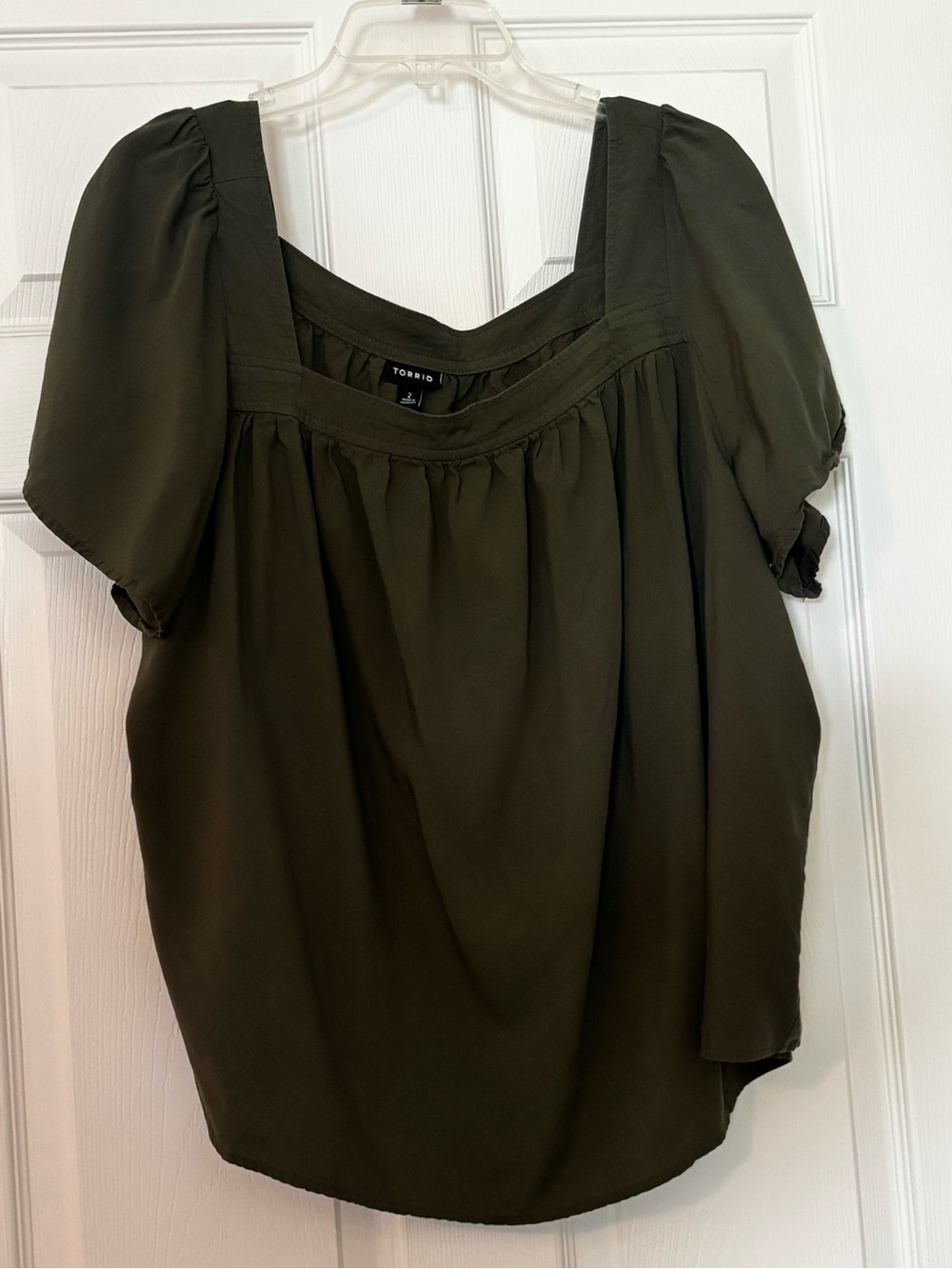 torrid Olive Green Square Neck Puff Sleeve Blouse